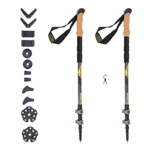 Cascade Mountain Tech 100% Carbon Fiber Quick Lock Trekking Poles With Cork Grip, Length 54"