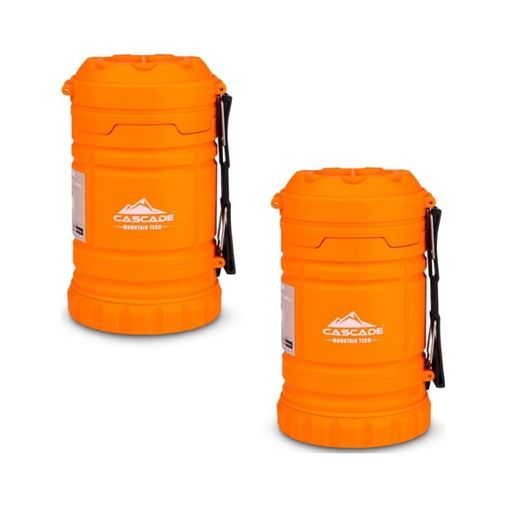 Cascade Mountain Tech 2-in-1 LED Flashlight Lantern - 2 Pack, Orange