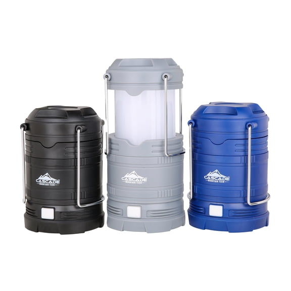 Cascade Mountain Tech 250 Lumen SMD Pop-Up Camping Lanterns - 3 Pack, Batteries Included, 8.6oz Each