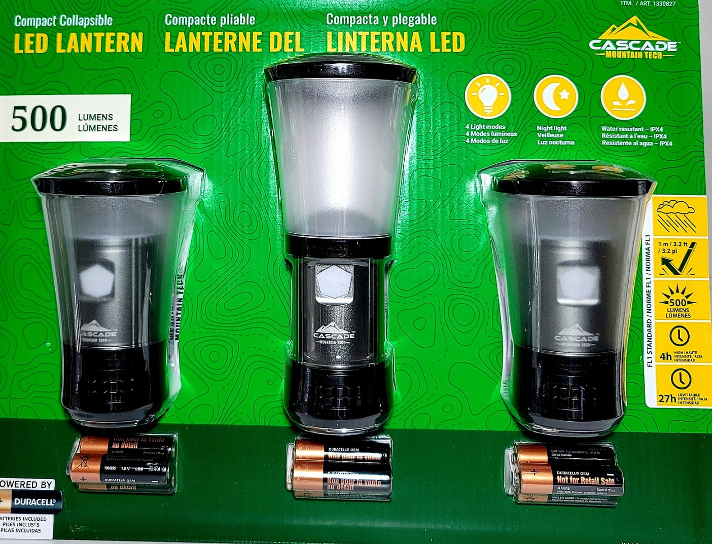 As is Cascade Mountain 3 Pack Tech Mini Collapsible 500 Lantern
