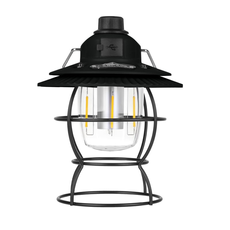 Cascade Mountain Tech  450 Lumen Monahan Rechargeable Retro Lantern, Black 10.7 oz.