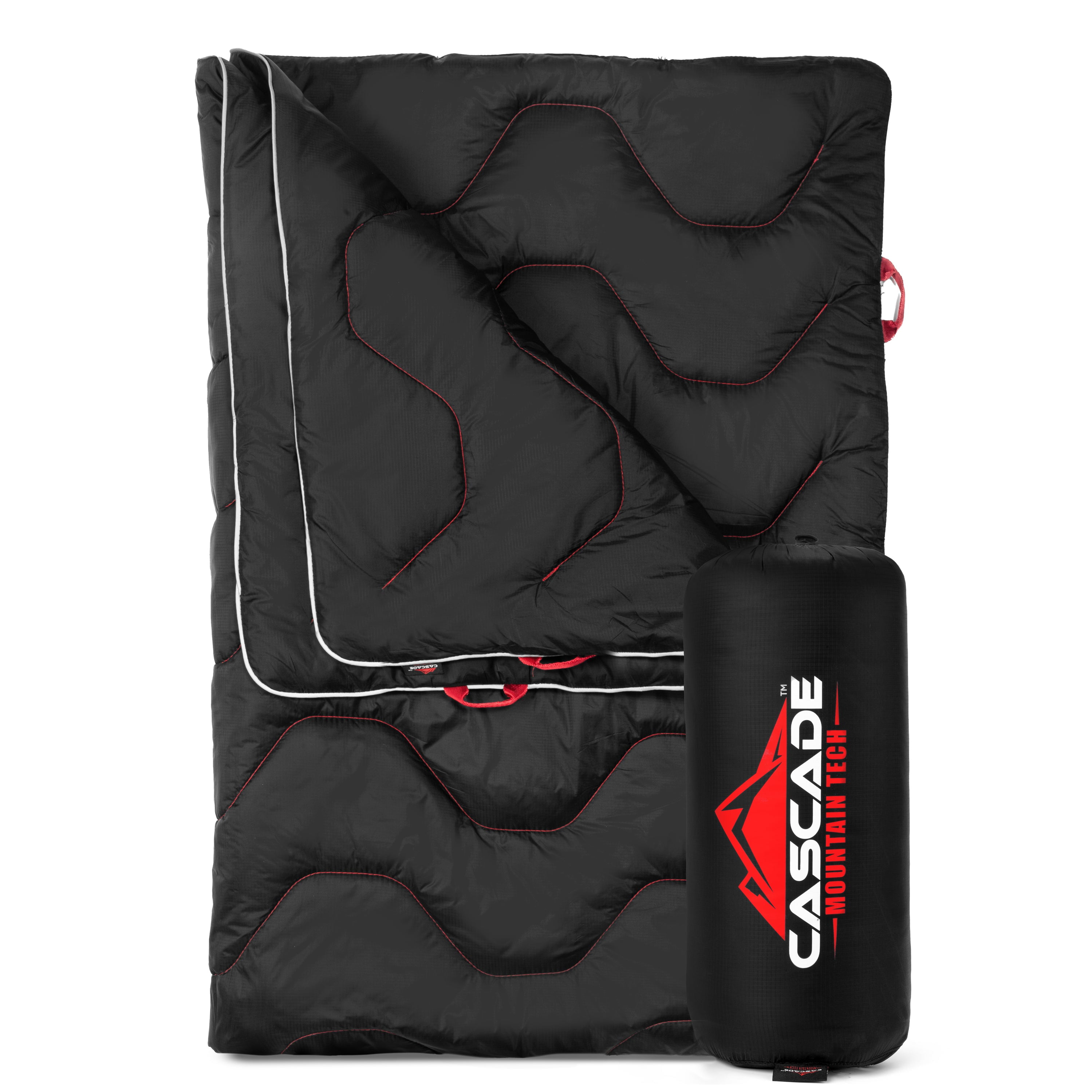 Cascade Mountain Tech Adventure Pack Waterproof Camping Blanket, Black - 72"x48"