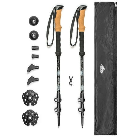 Cascade Mountain Tech Aircraft-Grade Aluminum Quick Lock Trekking Poles with Cork Grip