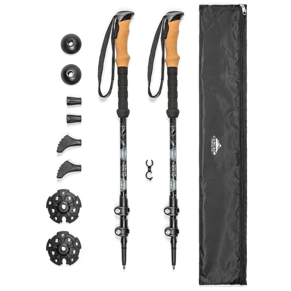 Cascade Mountain Tech Aircraft-Grade Aluminum Quick Lock Trekking Poles with Cork Grip