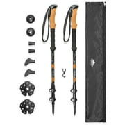 Cascade Mountain Tech Aluminum Quick Lock Trekking Poles - Collapsible Walking or Hiking Stick - Orange