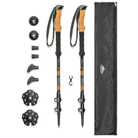 Cascade Mountain Tech Aluminum Trekking Poles With Quick Lock - 26in to 54in - Orange