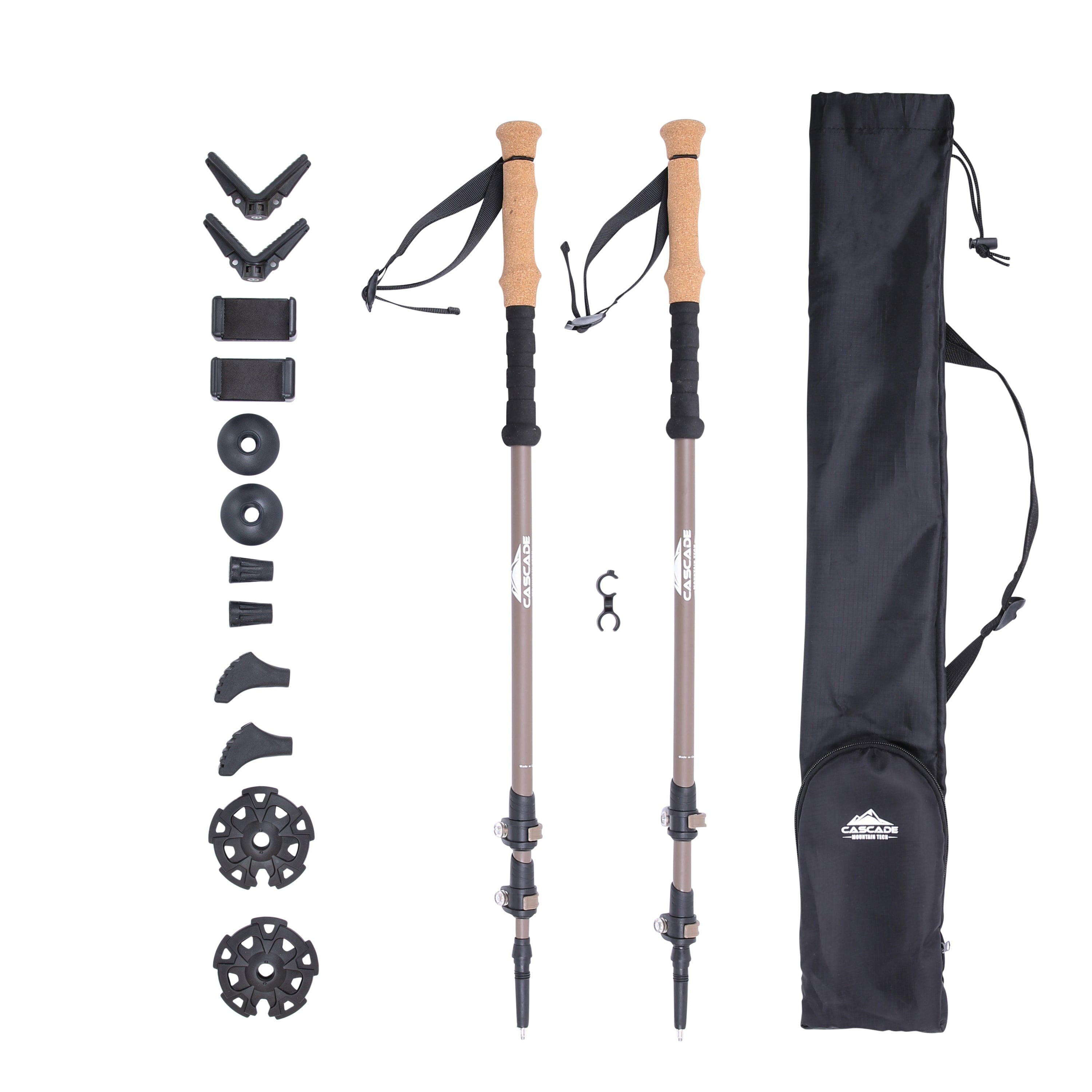 Cascade Mountain Tech Carbon Fiber Monopod Poles with Accessories Mounts and Quick Locks - 2 Pack
