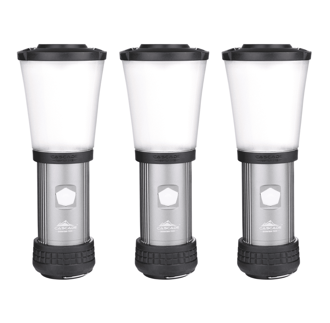 Cascade Mountain Tech Convertible Lantern & Flashlight 3 Pack, Water Resistant, 500 Lumens – Gray, 6oz