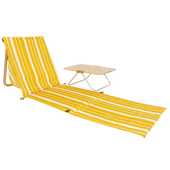Bumboo Beach Lounger with Tray Table - Yellow