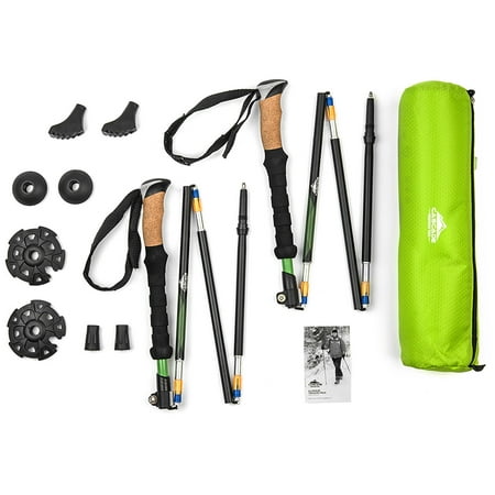 Cascade Mountain Tech Folding Aluminum Quick Lock Trekking Poles, Product Length 44" - Blue