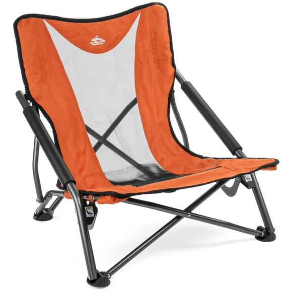 Cascade Mountain Tech Low Profile Camp Chair - Orange, with Carry Bag