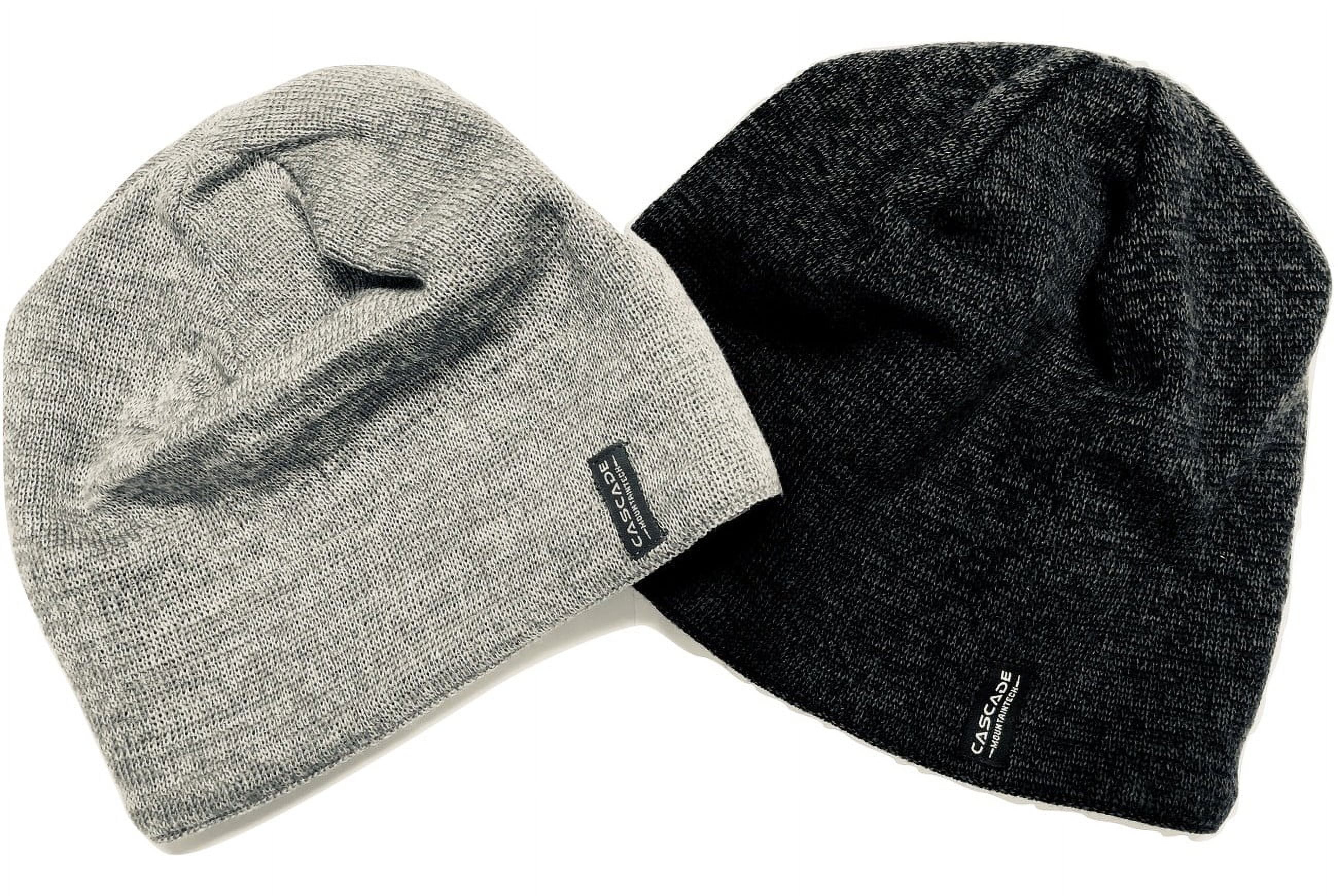 Cascade Mountain Tech Merino Wool Cold Weather Beanie Hat 2 Pack (Dark Grey, Light Grey) Unisex