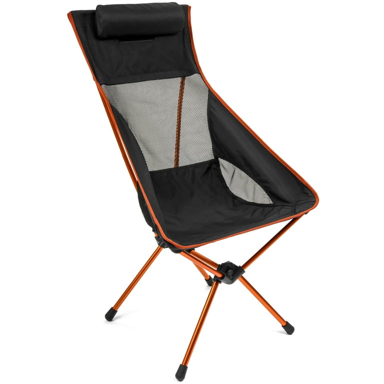 Cascade Mountain Tech Outdoor High Back Lightweight Camp Chair with Headrest and Carry Case Black