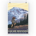 thumbnail image 1 of Cascade Mountains, Washington - Mountain Hiker - Lantern Press Artwork (9x12 Art Print, Wall Decor Travel Poster), 1 of 3