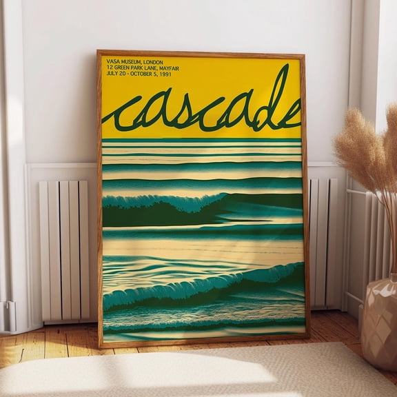 Cascade Ocean Waves Poster - Retro Sea Nature Inspired Wall Art - 1991 Vasa Museum London Exhibition Wall Art, Modern Wall Decor, 8x12 UNFRAMED
