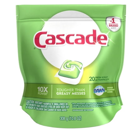 Cascade Pacs Dishwasher Detergents, Fresh Scent, 10.8 Ounce, 20 count