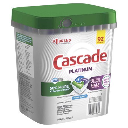 Cascade Pacs Dishwasher Detergents, Fresh Scent, 51.2 Ounce, 92 Count