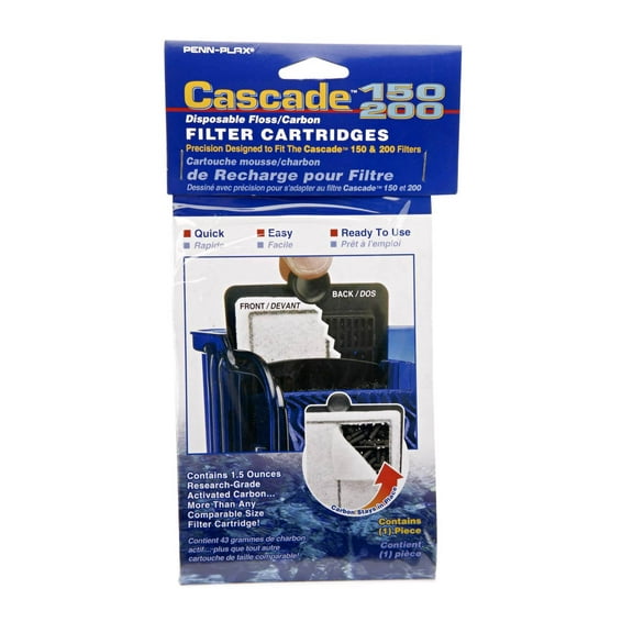 Cascade Penn-Plax, Cascade Hang-on Power Replacement Aquarium  Filter Cartridge Media- 3 Pack