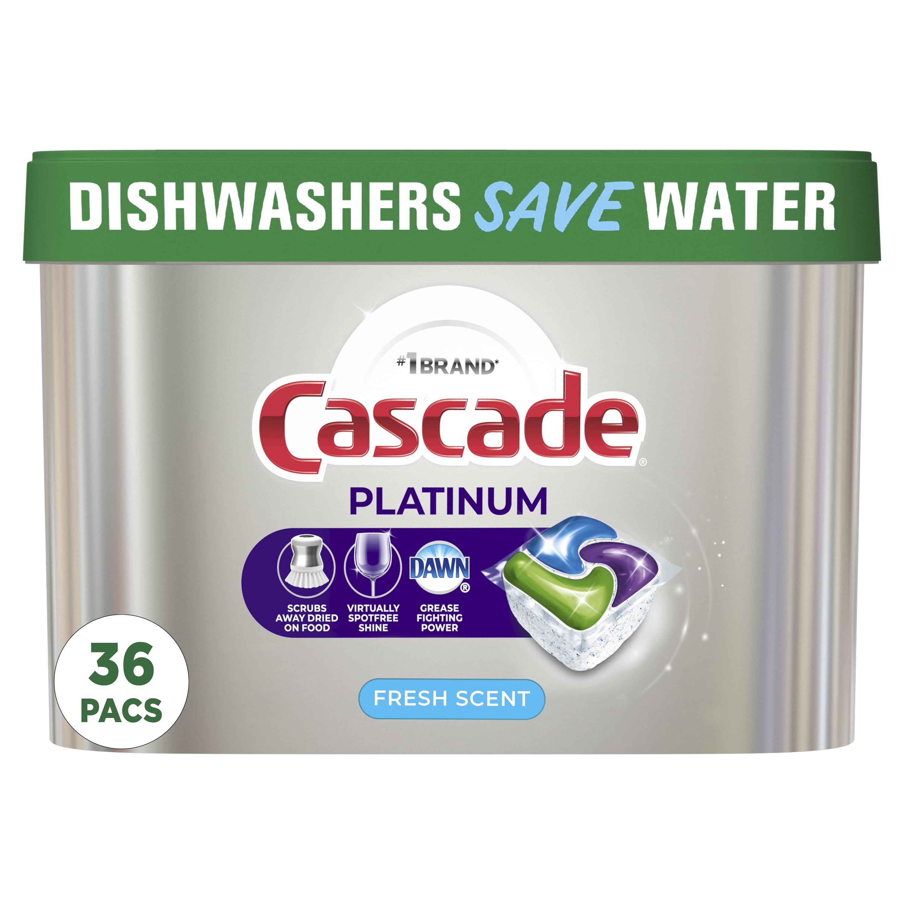 Cascade Dishwasher Detergent, Fresh Scent, Action Pacs 36 Ea, Detergents
