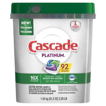 Cascade Platinum ActionPacs Dishwasher Detergent, Fresh (92 ct.)