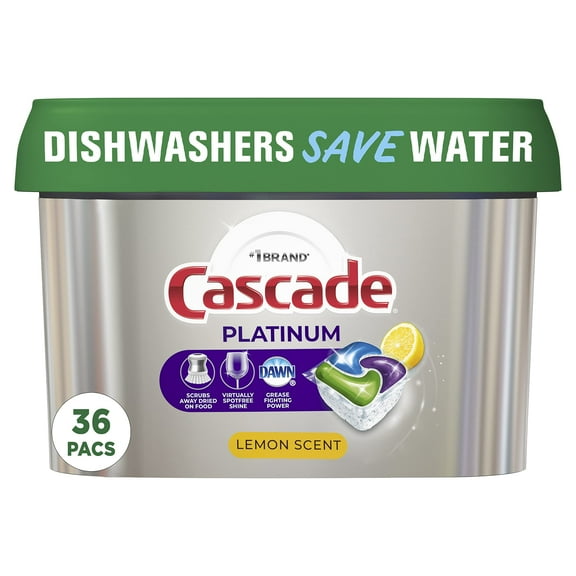 Cascade Platinum ActionPacs, Dishwasher Detergent Pods, Lemon, 36 count (Packaging May Vary)