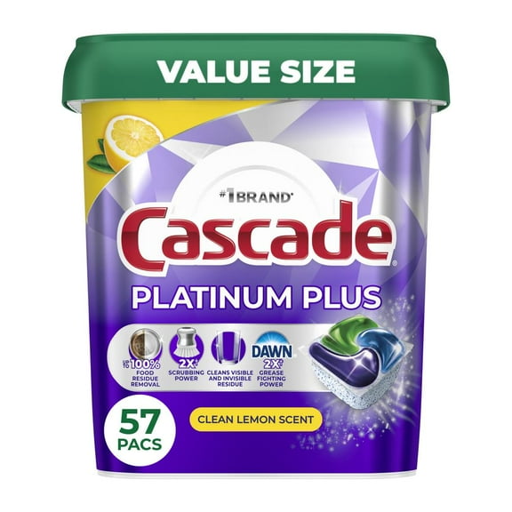 Cascade Platinum ActionPacs Dishwasher Detergent Pods - Lemon - 57 ct