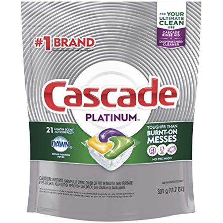 Cascade Platinum Actionpacs Dishwasher Detergent Lemon Scent, 21 Ct (Pack Of 5)