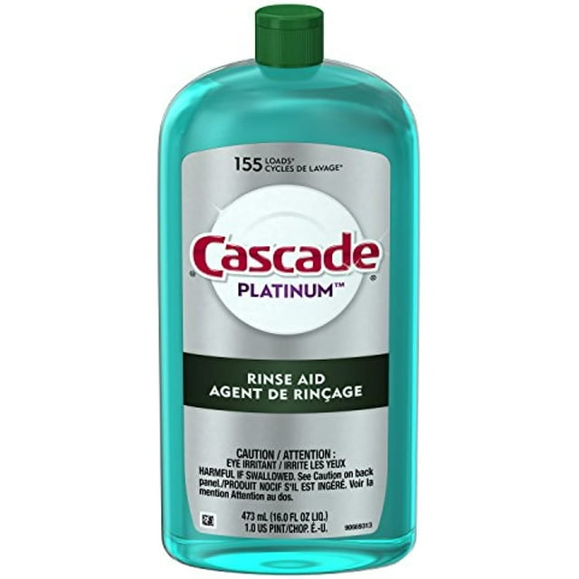 Cascade Platinum Dishwasher Rinse Aid, Regular Scent, 16 Fl Oz