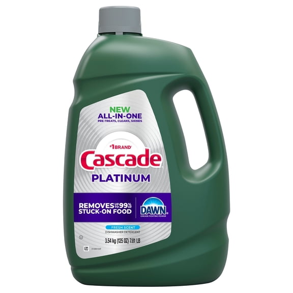 Cascade Platinum All-in-One Dishwasher Detergent Liquid, Fresh Scent (125 Ounce)