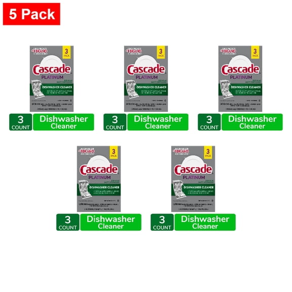 Cascade Platinum Dishwasher Cleaner 3 ct - 5 Pack