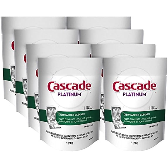 Cascade Platinum Dishwasher Cleaner Pods Fresh Scent, 1 Count (8 Pack)