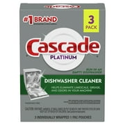 Cascade Platinum Dishwasher Cleaner Single Dose Pods, 3 Count