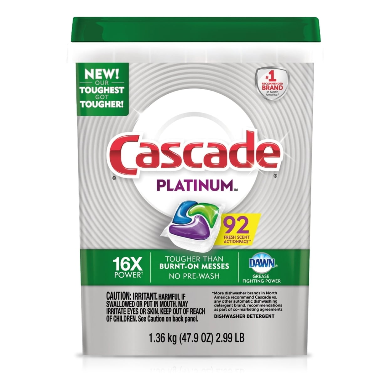 Cascade Platinum Dishwasher Detergent Actionpacs, 92 Count