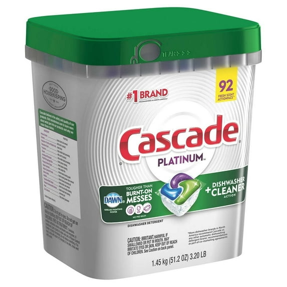 Cascade Platinum Dishwasher Detergent Actionpacs, 92 Count