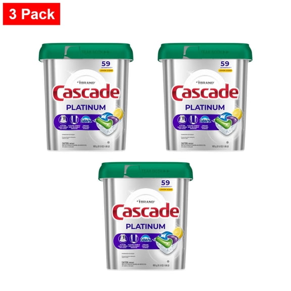 Cascade Platinum Dishwasher Detergent with Liquid & Powder Lemon Scent 59 ct - 3 Pack