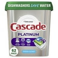 thumbnail image 1 of Cascade Platinum Dishwasher Pods, Detergent, Soap Pods, Actionpacs with Dishwasher Cleaner and Deodorizer Action, Fresh, 62 Count, 1 of 6