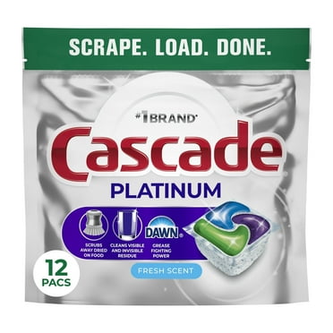 Cascade Platinum Dishwasher Pods, Dishwasher Detergent, Dish Detergent Soap, Fresh, (2 pack of 12 Count)