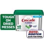 Cascade Platinum Dishwasher Pods, Dishwasher Detergent, Dish Detergent Soap, Fresh, 40 Count