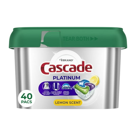 Cascade Platinum Dishwasher Pods, Dishwasher Detergent, Dish Detergent Soap, Lemon, (4 Pack of 40 Count)