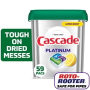 Cascade Platinum Dishwasher Pods, Dishwasher Detergent, Dish Detergent Soap, Lemon, 59 count