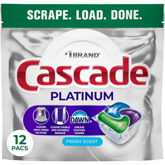 Cascade Platinum Dishwasher Pods, Fresh Scent, 12 Count