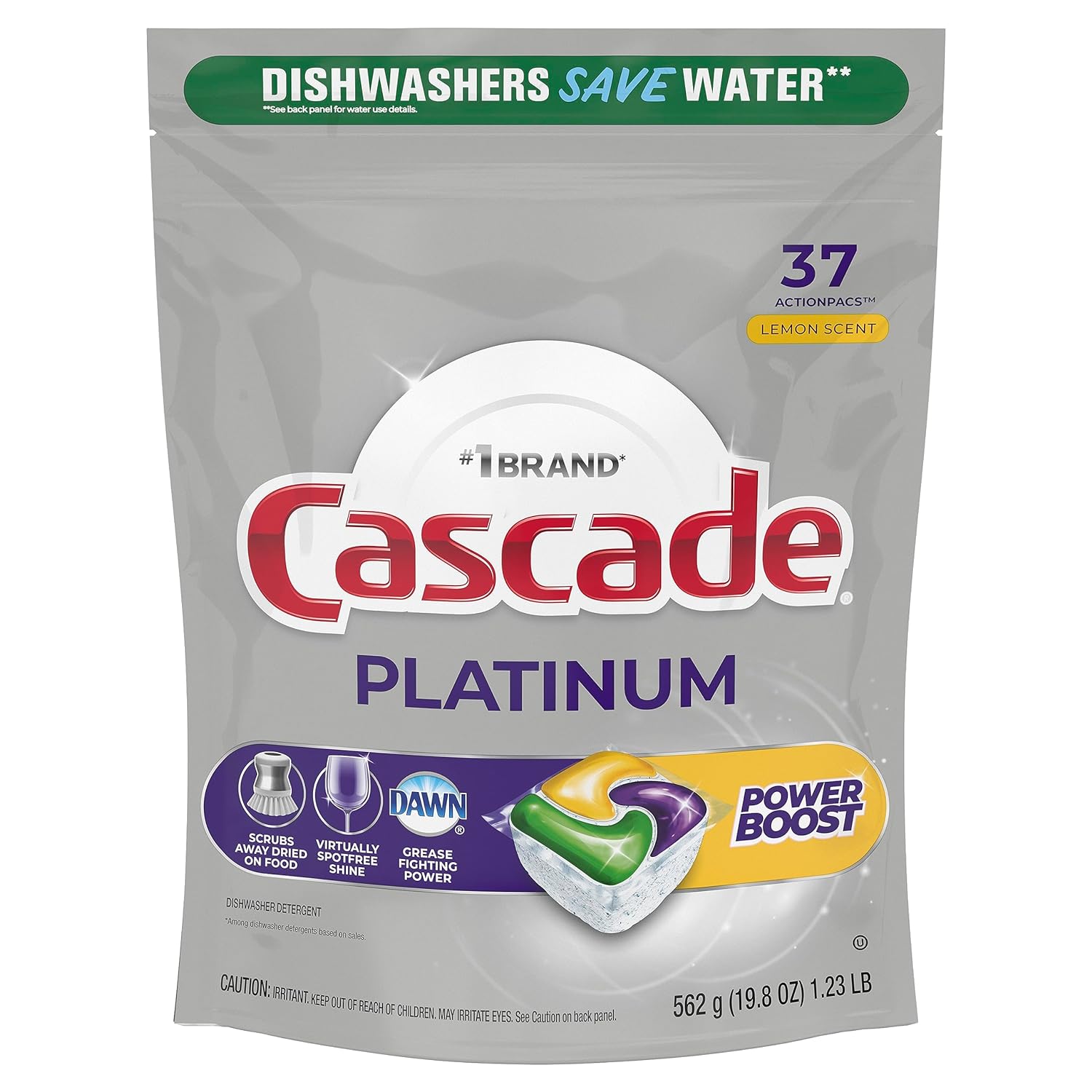 Cascade Platinum Dishwasher Soap Pods, Boost Actionpacs, Lemon, 37 ...