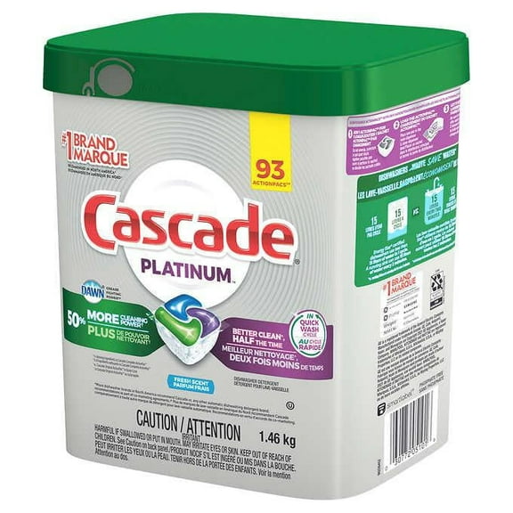 Cascade Platinum Dissolves Quickly Deep Clean and Shine Actionpacs, Fresh, 51.6 oz, 93 Count