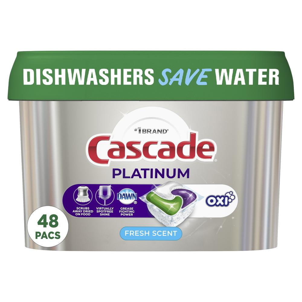 Cascade Platinum Fresh Scent Dishwasher Detergent ActionPacs + Oxi 48 ct