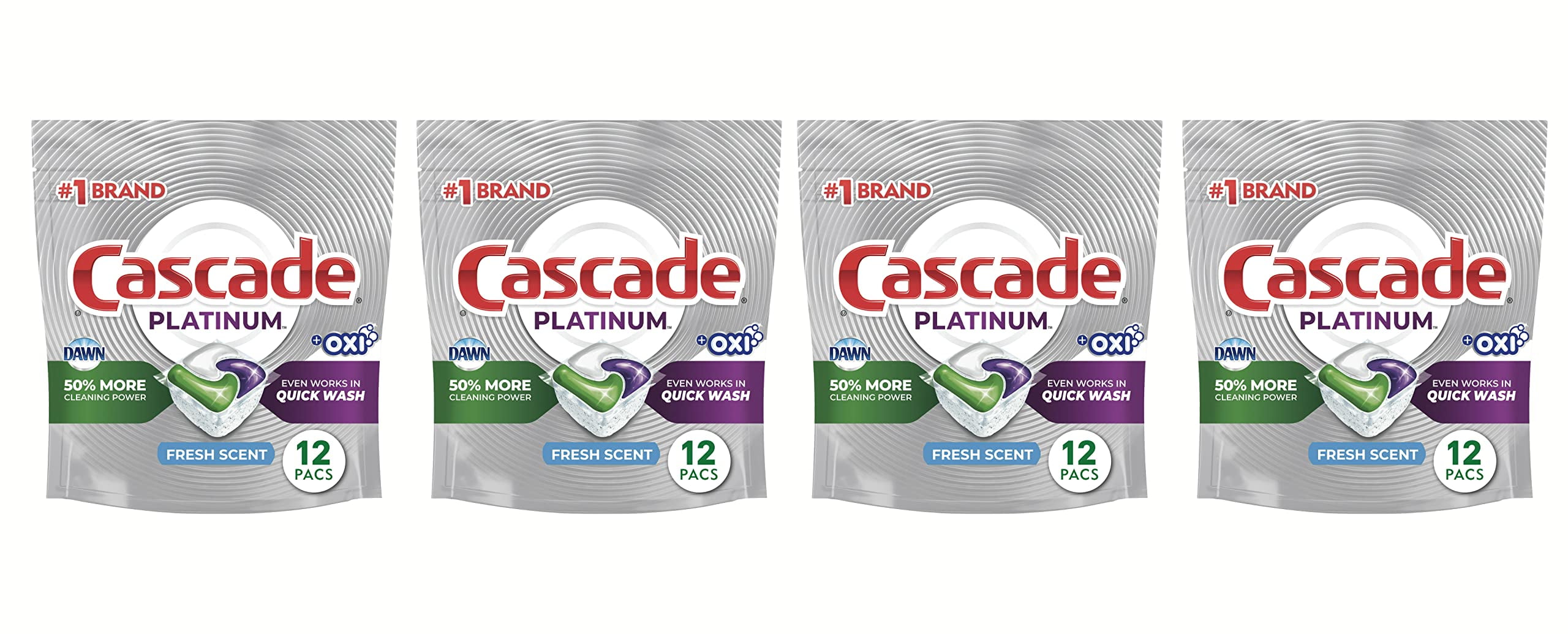 Cascade Platinum + Oxi Dishwasher Pods, Action Pacs Dishwasher
