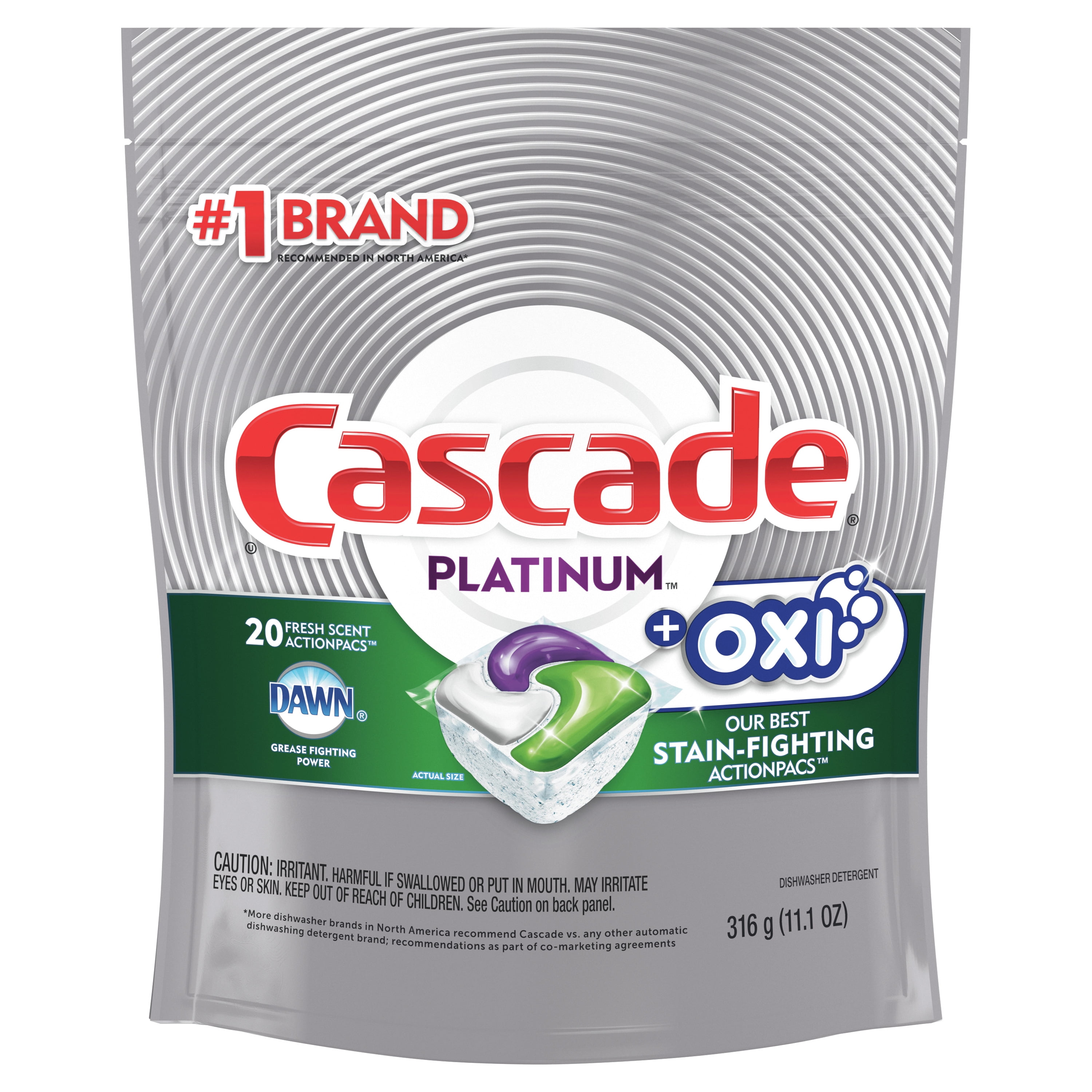 Cascade Platinum + Oxi Dishwasher Pods, ActionPacs Dishwasher Detergent