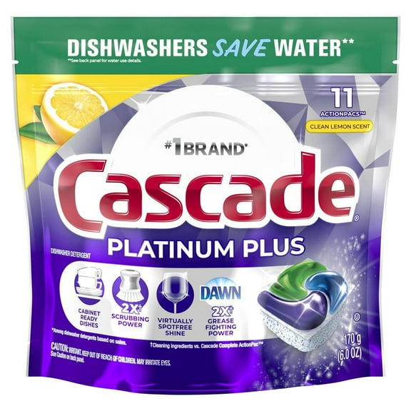 Cascade Platinum Plus Clean Lemon Scent 11 Count