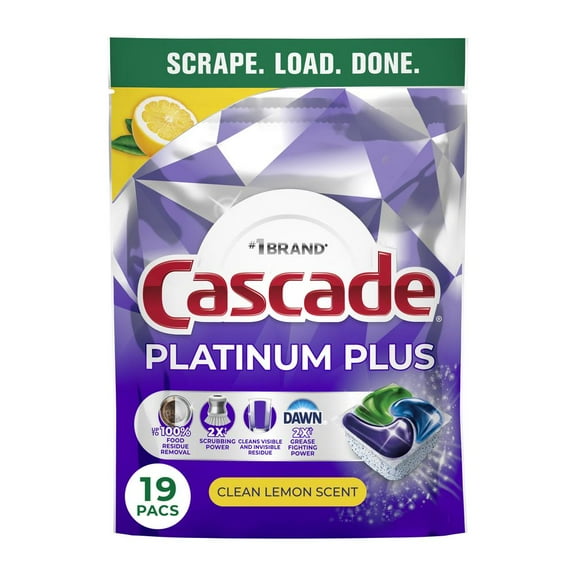 Cascade Platinum Plus Clean Lemon Scent Dishwasher Detergent ActionPacs - 19 ct- Pack of 2