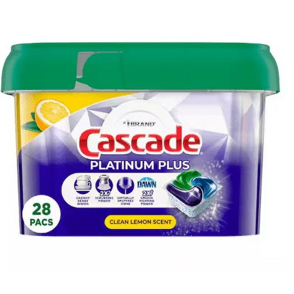 Cascade Platinum Plus Clean Lemon Scent Dishwasher Detergent Pods (28-Count)