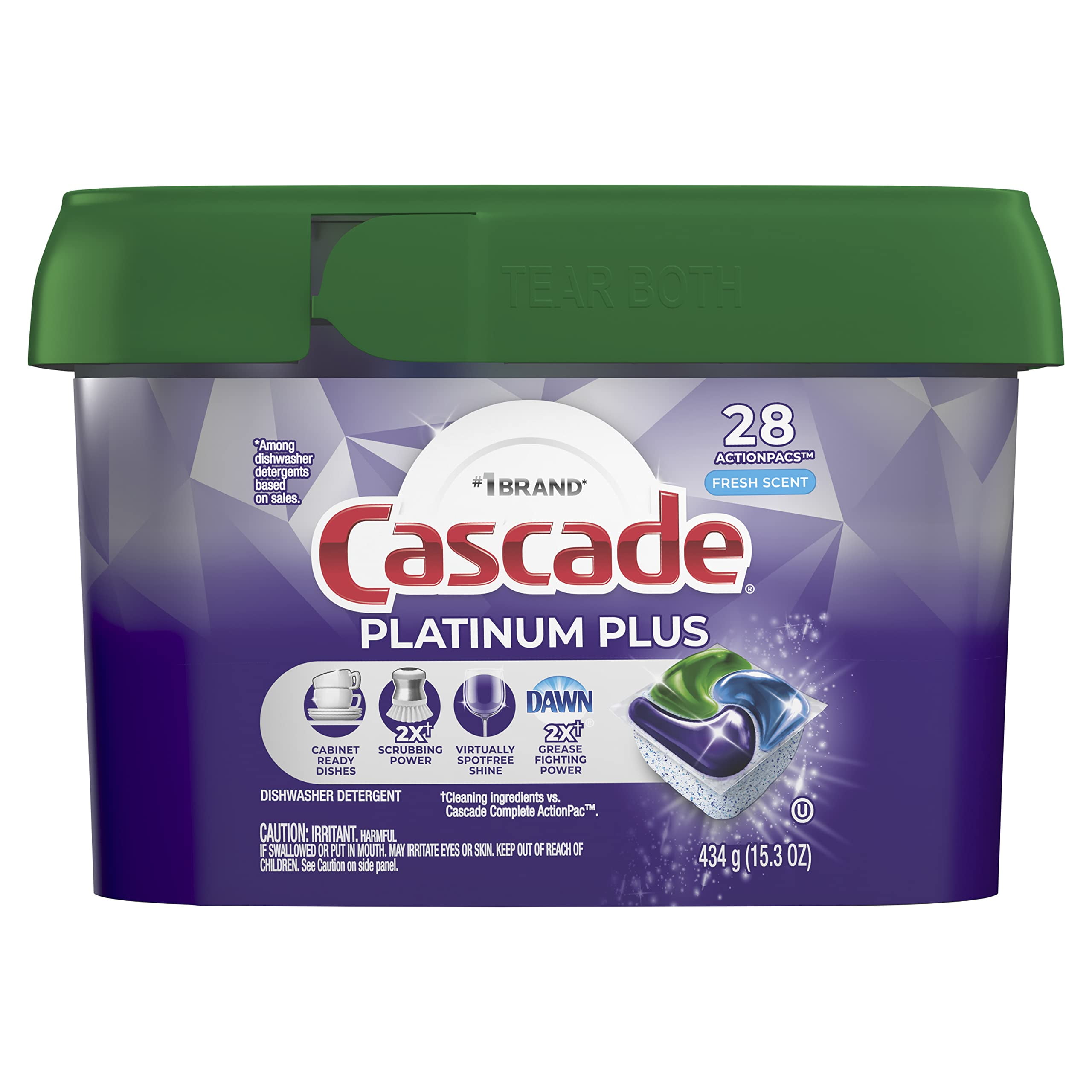 Cascade Platinum Plus Dishwasher Detergent Pacs, Fresh (Pack of 16)